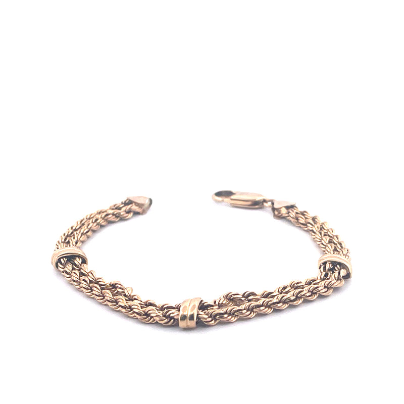 9KT Yellow Gold Double Twist Rope Bracelet