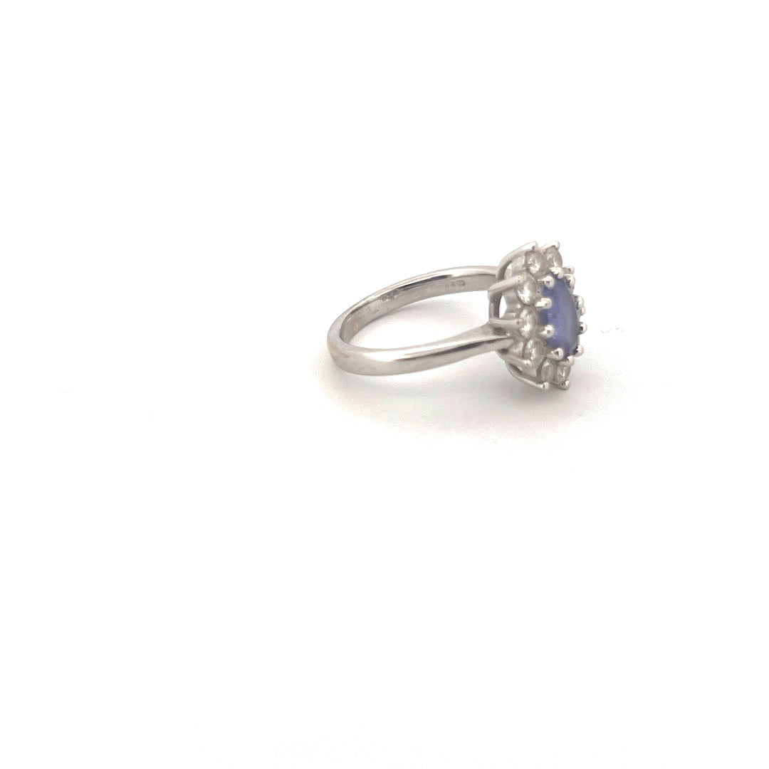 18kt White Gold Tanzanite & Diamond Cluster Ring