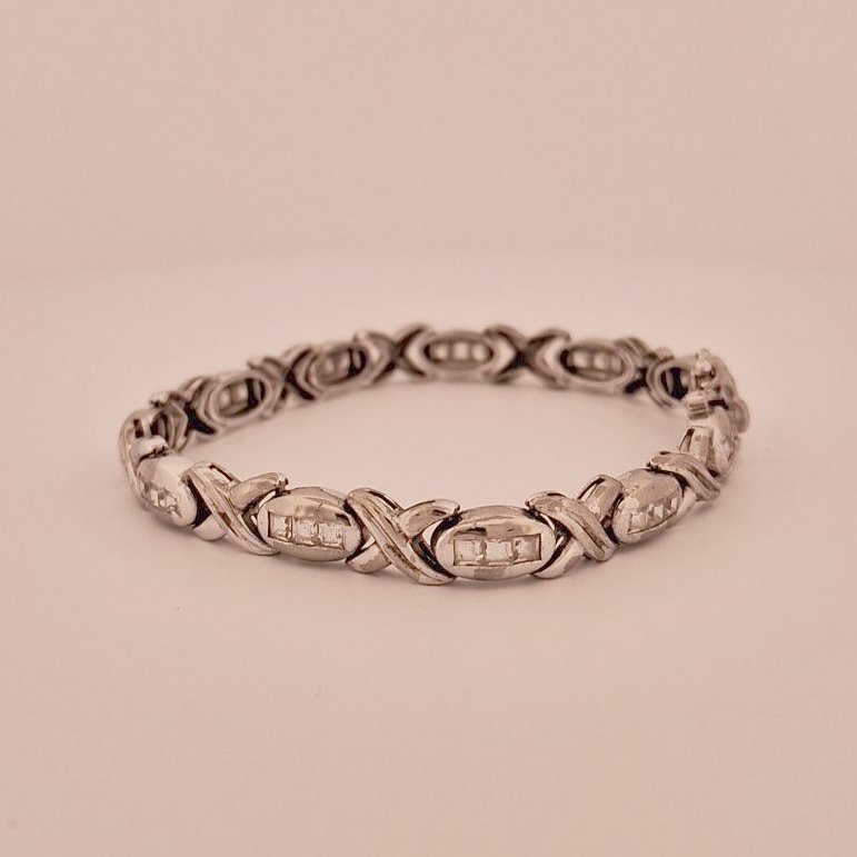 Sterling Silver Bracelet with Clear Stones