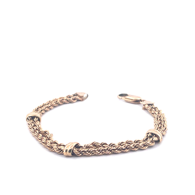 9KT Yellow Gold Double Twist Rope Bracelet