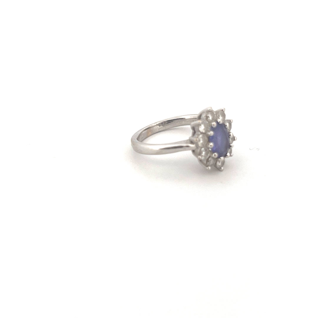 18kt White Gold Tanzanite & Diamond Cluster Ring