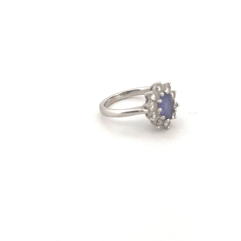 18kt White Gold Tanzanite & Diamond Cluster Ring — frame 5