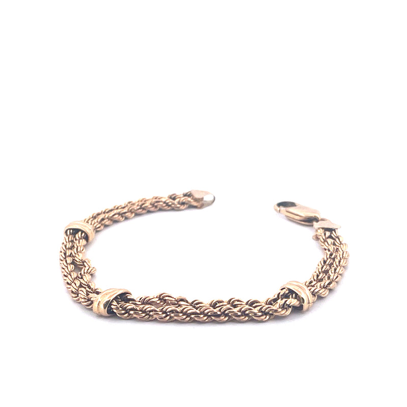 9KT Yellow Gold Double Twist Rope Bracelet