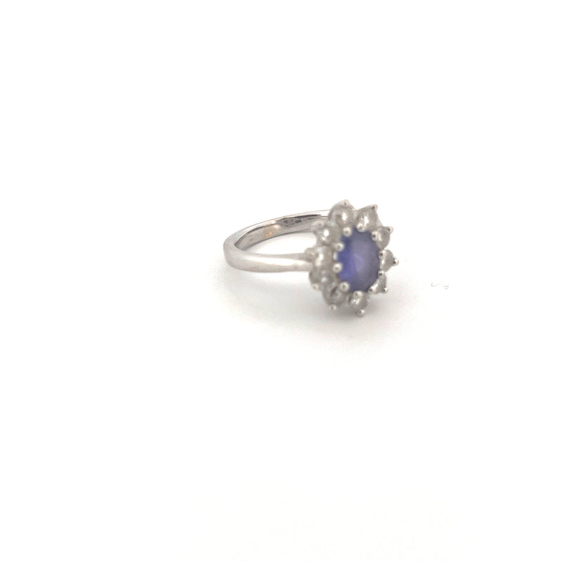 18kt White Gold Tanzanite & Diamond Cluster Ring — frame 6