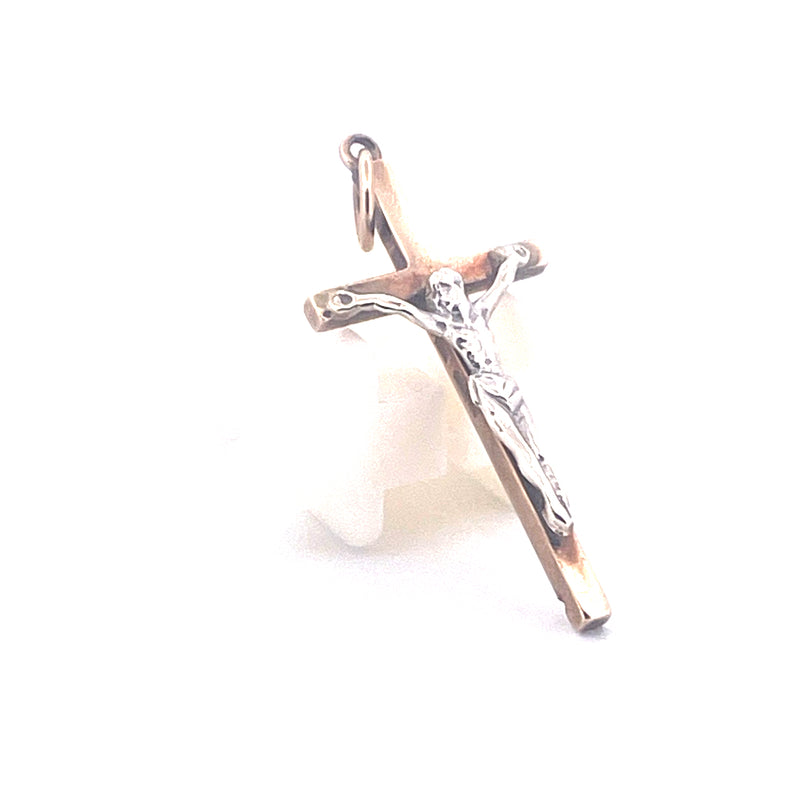 9KT Yellow & White Gold Cross Pendant