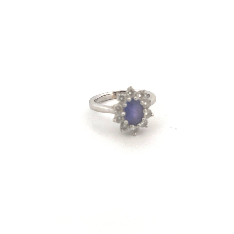 18kt White Gold Tanzanite & Diamond Cluster Ring — frame 7