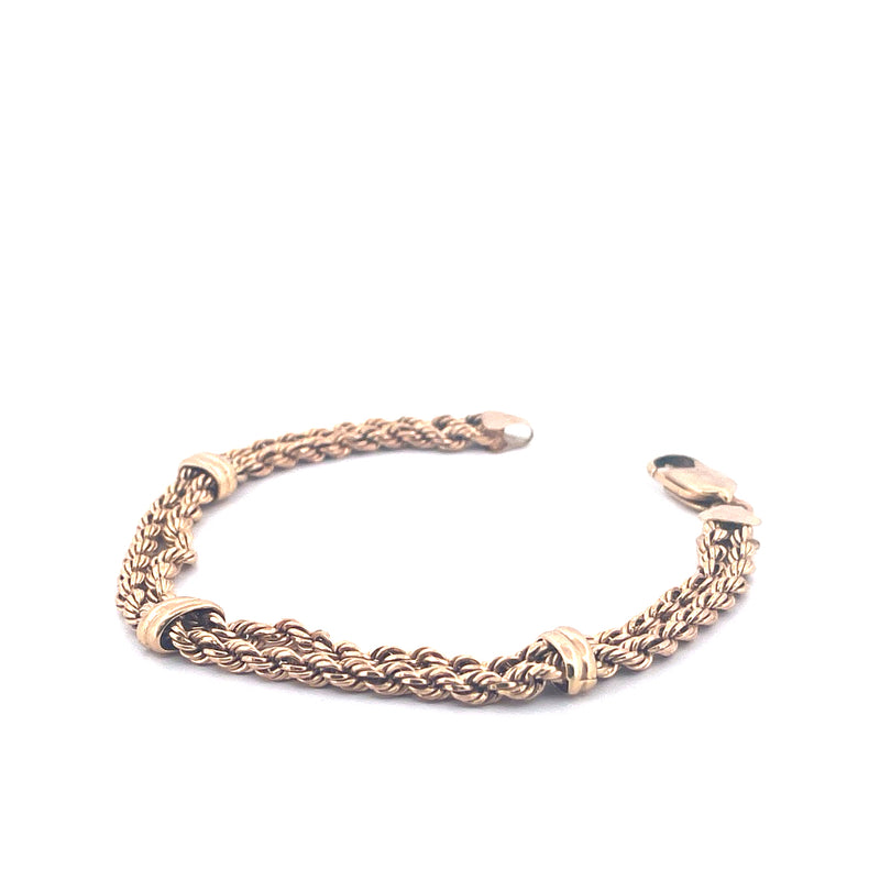 9KT Yellow Gold Double Twist Rope Bracelet