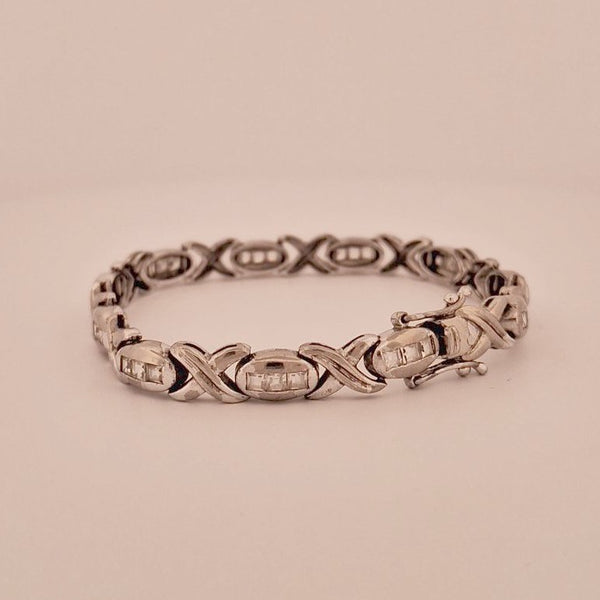 Sterling Silver Bracelet with Clear Stones