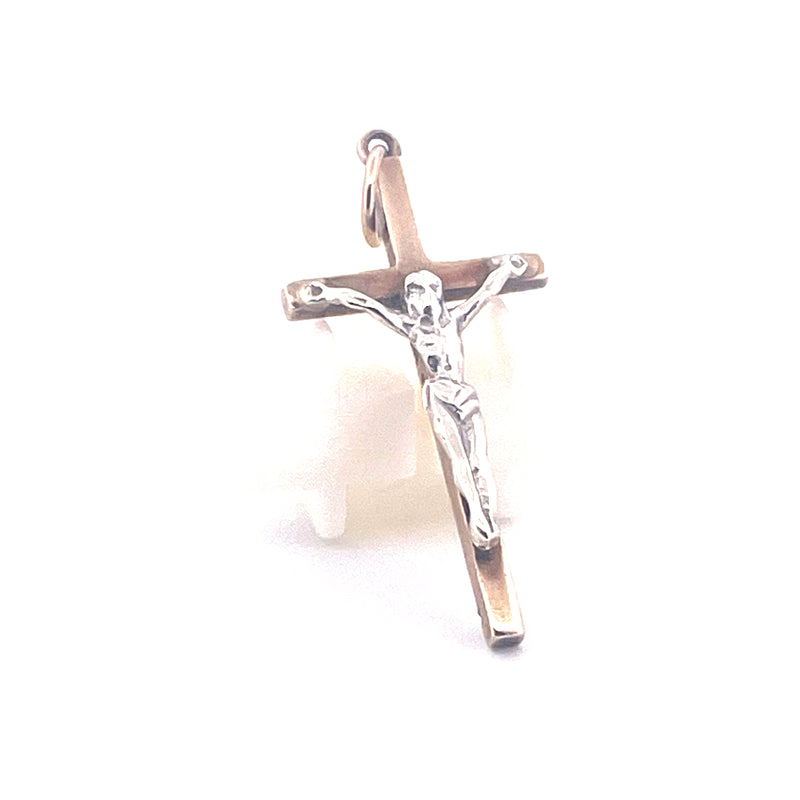 9KT Yellow & White Gold Cross Pendant