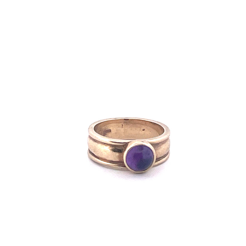9KT Yellow Gold Ring Purple Stone