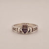 Sterling Silver Claddagh Ring with Lilac Stone
