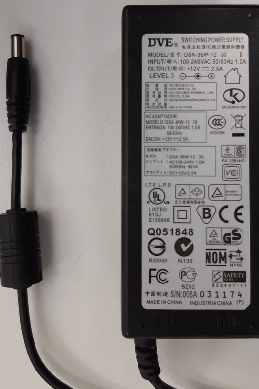 DVE POWER SUPPLY DSA-36W-12  30