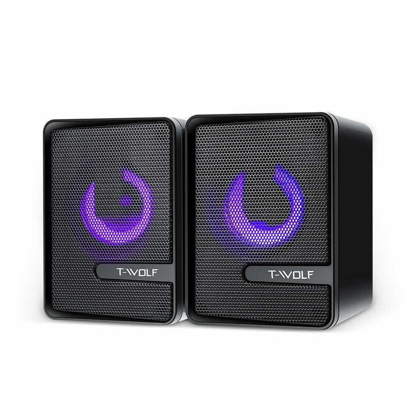 T-Wolf, S3 Luminous Speakers, USB & 3.5MM, RGB, 6W, for PC/Laptop/Smartphone/Tablets