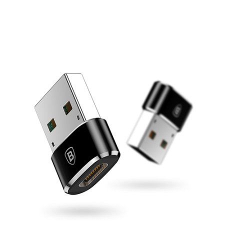 Baseus, USB Male to Type-C Female, Adapter Converter, 2.4A - Black