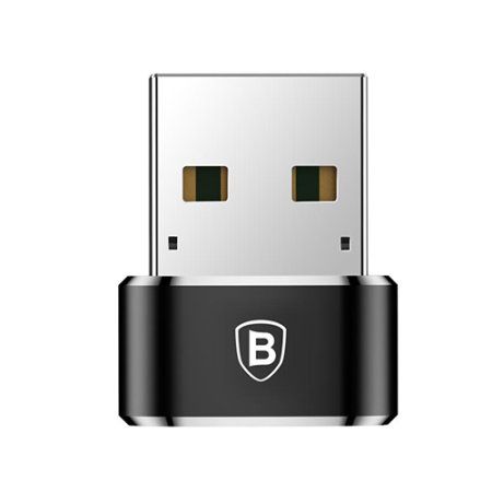 Baseus, USB Male to Type-C Female, Adapter Converter, 2.4A - Black