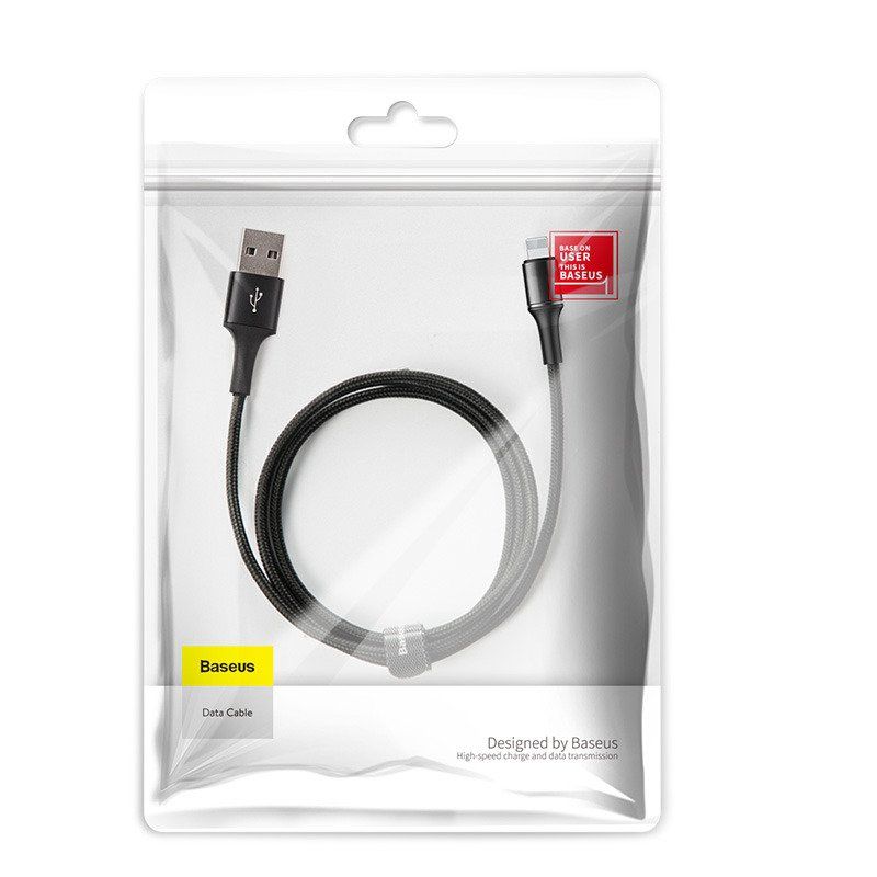Baseus Halo, Braided Lightning to USB Cable with LED Light, 1.5A, 2m