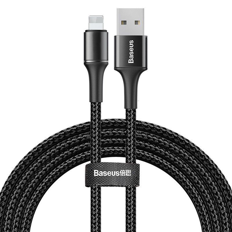 Baseus Halo, Braided Lightning to USB Cable with LED Light, 1.5A, 2m