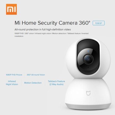 Xiaomi, Mi Home Security Camera, 360°, 1080p, NightVision, Motion Detection, WiFi, Two-way Audio, Works with Alexa/Google Assistant